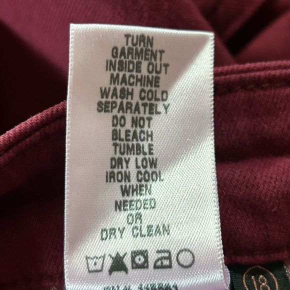 7 For All Mankind Jen 7 Burgundy Ankle Skinny Pant NWT Size 18 - Picture 5 of 8